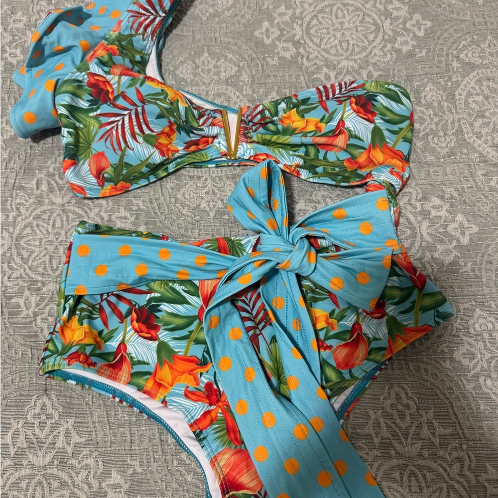 Tropical Floral high waisted Swim Set